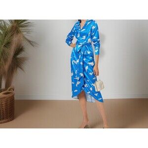 NEVER FULLY Skylar Multi-Way Wrap Dress vienna  BLUE SZ XL NWT